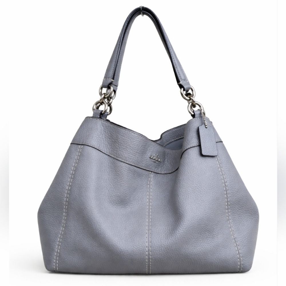 Grey Coach Lexy Pebble Leather Shoulder Bag - Style F28992